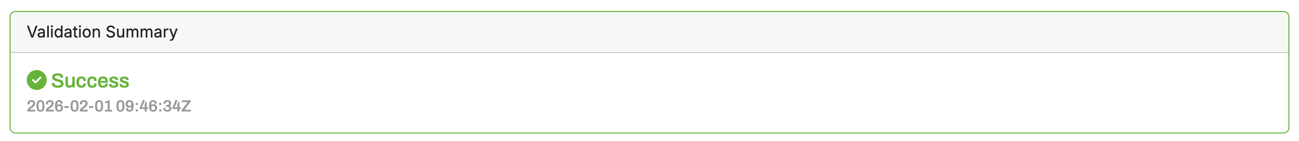 The Validation section showing that the message is valid