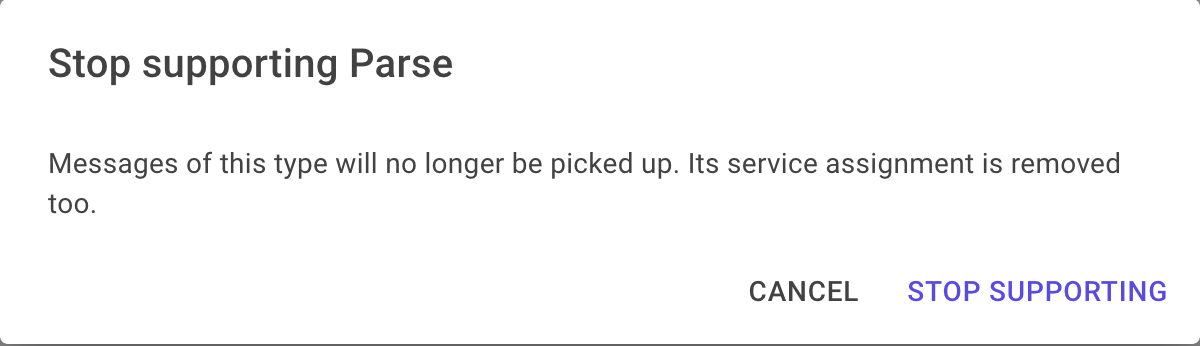 A confirmation dialog with a Stop supporting button